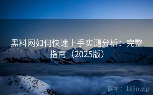 黑料网如何快速上手实测分析：完整指南（2025版）